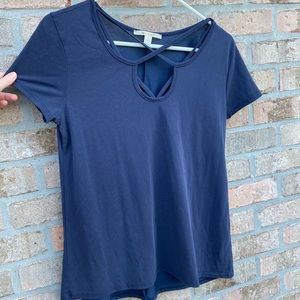 Blue tee with cutouts